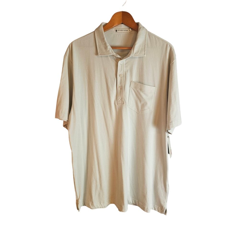 Southern Proper Men's Supersoft Cotton Pocket Polo Shirt. NWT. Gray. Size XL